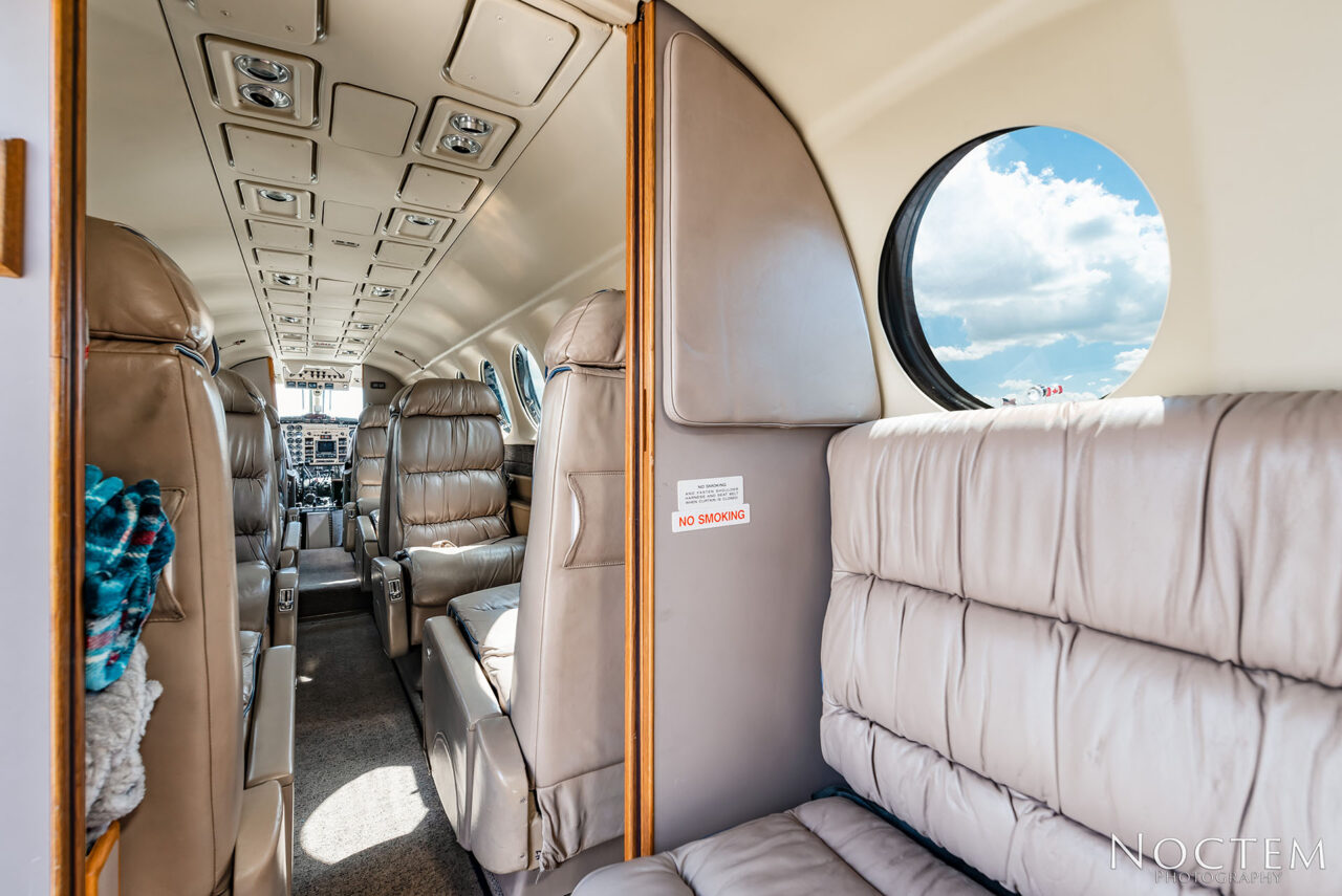 Couch seating and full inside view of King Air 350