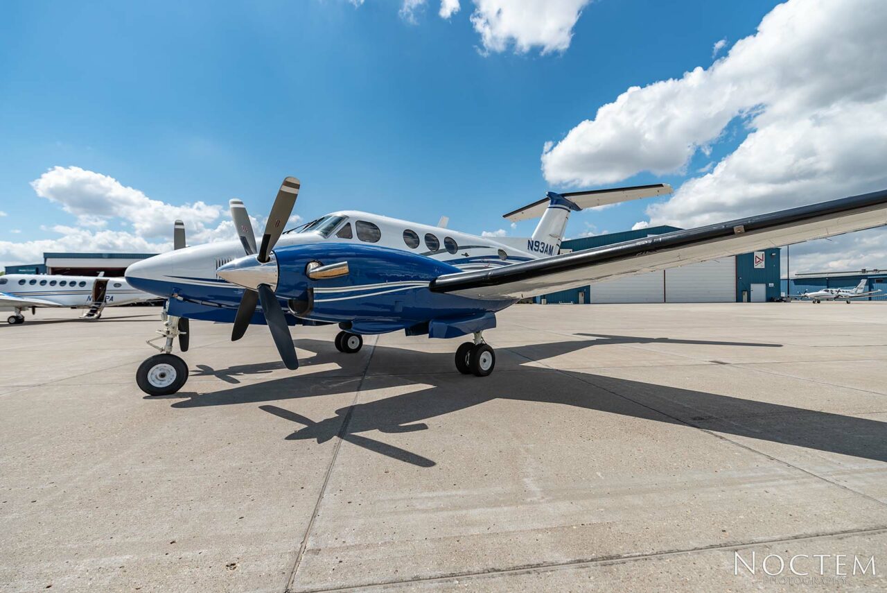 Outside side view of King Air E90 and wing