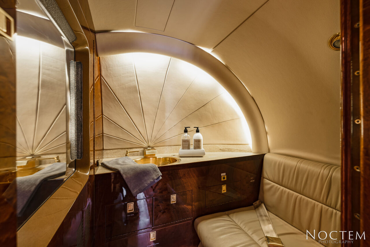 full view of sink with hand soap inside of Hawker 800XP