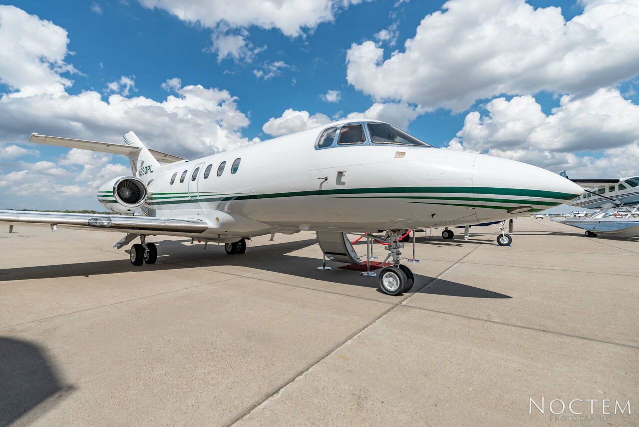 closer side view of exterior of Hawker 800XP